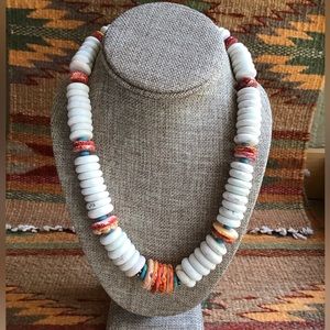 St. Patrick’s Day Sale!  18” spiny oyster, and turquoise rondelle bead necklace.